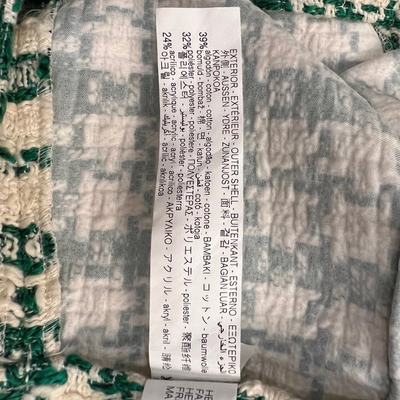 NEW Zara Tweed Green Cream Bejeweled Houndstooth Mini Skirt- Size S - Picture 11 of 14